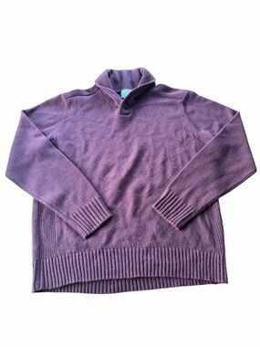 George Men's Large Burgundy Shawl Neck Pullover Sweater Acrylic Knit Casual L